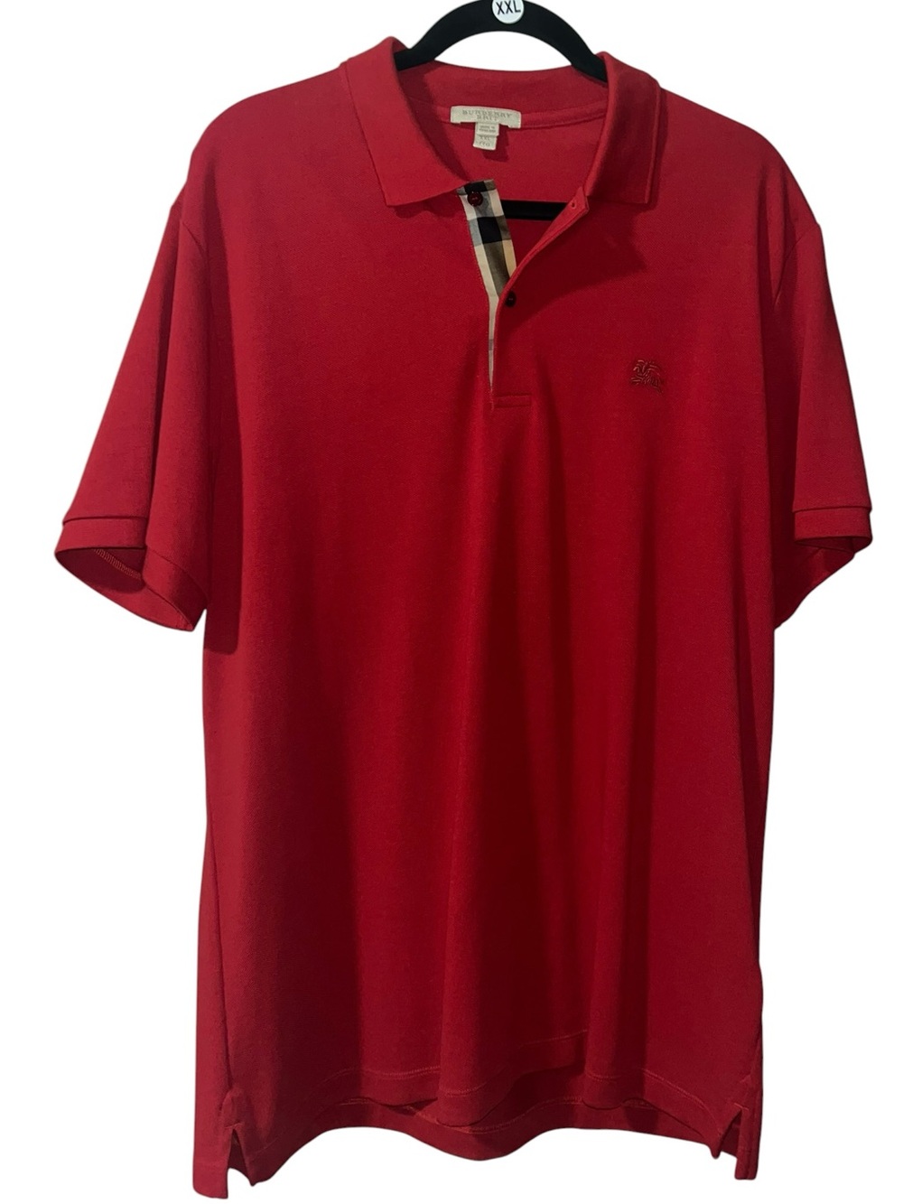 Burberry Brit Red Polo with Signature Check Placket